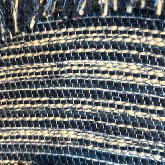 424 Fifth Lord&Taylor blue/white tweed fringe short sleeve jacket/blazer size 6 - Picture 11 of 11